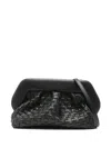 Themoirè Woven Detachable-strap Clutch Bag In Black