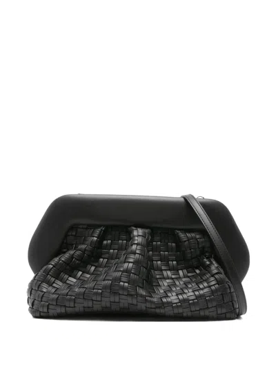 Themoirè Woven Detachable-strap Clutch Bag In Black