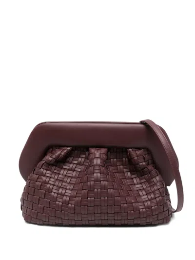 Themoirè Woven Detachable-strap Clutch Bag In Brown