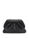 Themoirè Woven Detachable-strap Clutch In Black