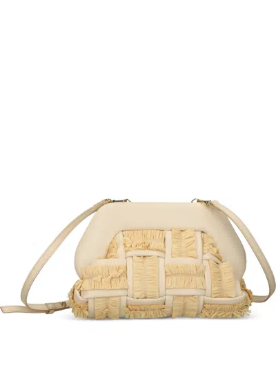 Themoirè Woven Fringed Small Crossbody Bag In Neutral