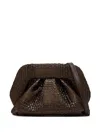 Themoirè Woven Pleated Clutch Bag In Brown