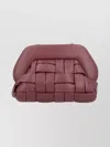 Themoirè Woven Rectangular Clutch Bag Detachable Strap In Burgundy