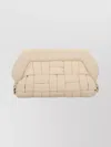 Themoirè Woven Rectangular Clutch Bag Detachable Strap In Neutral