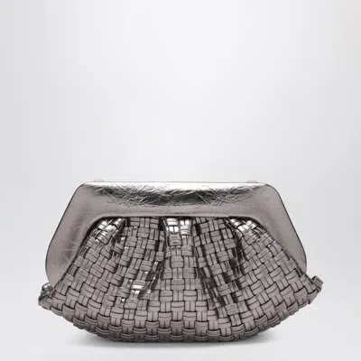 Themoirè Woven Silver Clutch
