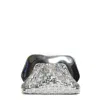 Themoirè Woven Silver Vegan Leather Clutch With Mirrored Finish In Silver