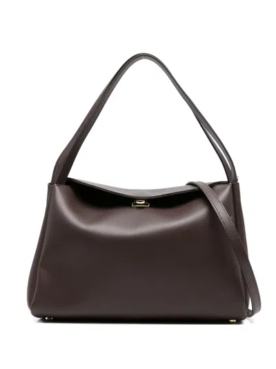Themoirè Zip-pocket Shoulder Bag In Brown