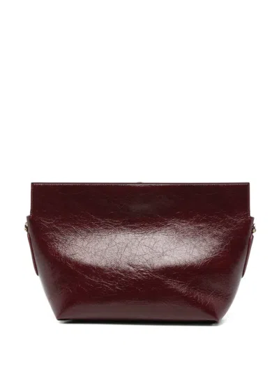 Themoirè Zoe Crumpled Clutch Bag In Burgundy
