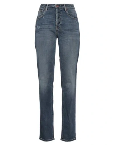 THE.NIM THE. NIM STANDARD WOMAN JEANS BLUE SIZE 28 COTTON, ELASTANE