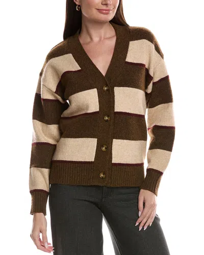 Theo And Spence 3-tone Button Cardigan In Brown
