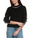 Theo And Spence Contrast Piped Crewneck Sweater In Black