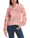 Theo And Spence Cozy Space-dye Henley Sweater In Pink