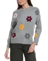 Theo And Spence Intarsia Daisy Sweater In Gray