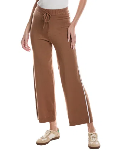 Theo And Spence Piped Seam Wide Leg Pant In Brown