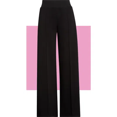 Theo And Spence Pleated Wide Leg Knit Pants In Black