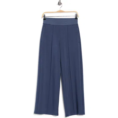 Theo And Spence Pleated Wide Leg Knit Pants In Blue