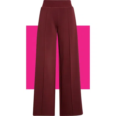 Theo And Spence Pleated Wide Leg Knit Pants In Burgundy
