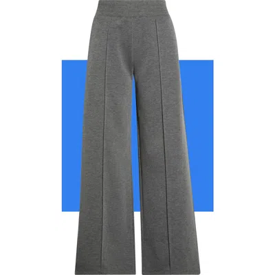 Theo And Spence Pleated Wide Leg Knit Pants In Gray