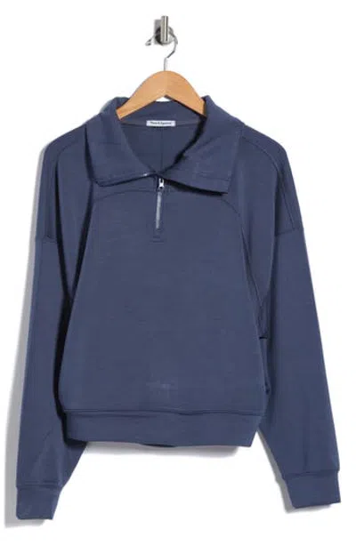 Theo And Spence Quarter Zip Pullover In Blue