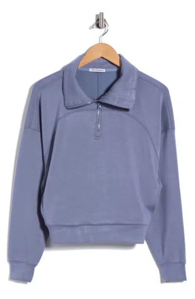 Theo And Spence Quarter Zip Pullover In Blue