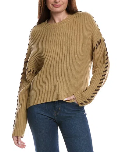 Theo And Spence Ribbed Whipstitch Sweater In Brown