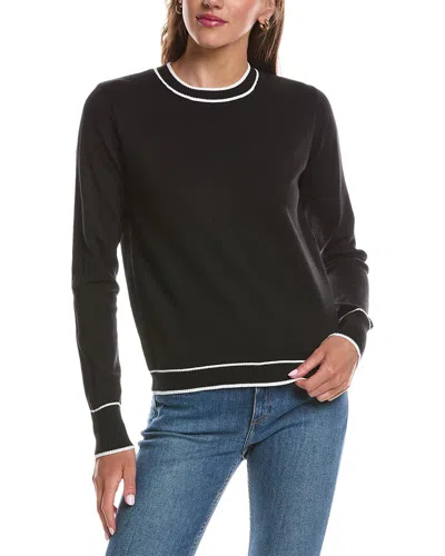 Theo And Spence Theo & Spence Stripe Trim Crewneck Sweater In Black