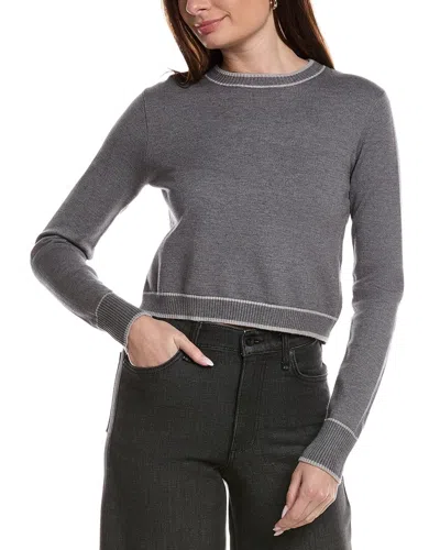 Theo And Spence Stripe Trim Cropped Crewneck Sweater In Multi