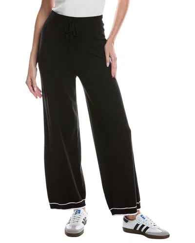 Theo And Spence Stripe Trim Wide Leg Pant In Black