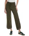 Theo And Spence Stripe Trim Wide Leg Pant In Green