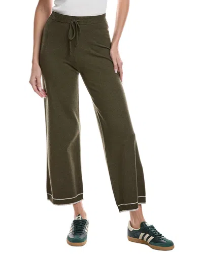 Theo And Spence Stripe Trim Wide Leg Pant In Green