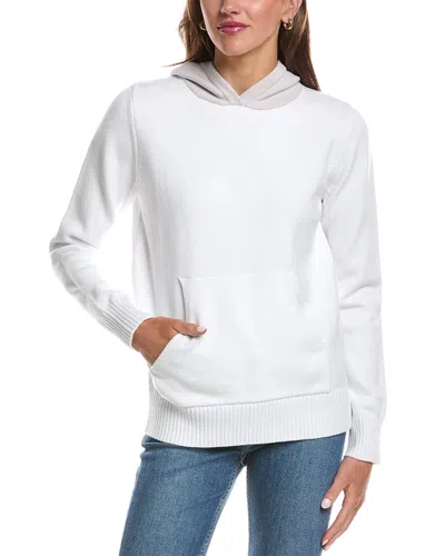 Theo And Spence Two-tone Sweater Hoodie In White/ H.grey