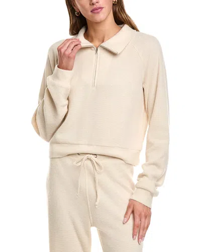 Theo And Spence Waffle 1/4-zip Pullover In White