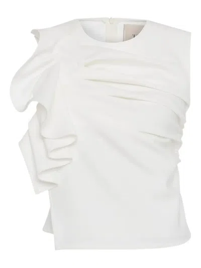 Theo By Tim Van Steenbergen Ruffled Draped Top In White