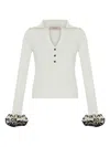 Theo By Tim Van Steenbergen Ruffled Knitted Top In White