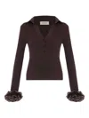 Theo By Tim Van Steenbergen Ruffled Sleeve Sweater In Brown