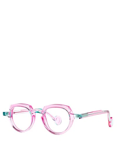 Theo Eyeglasses Andy 011 Transparent Neon Green+transparent Shocking Pink In Crl