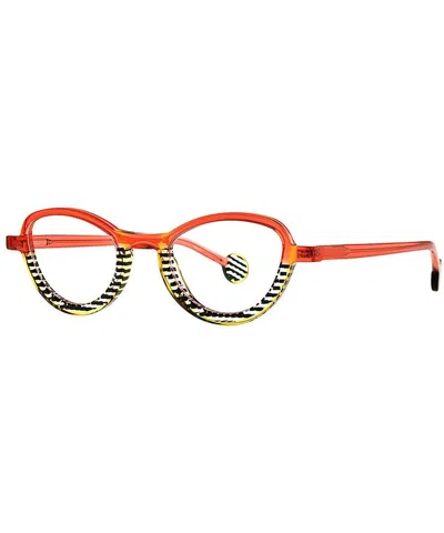 Theo Eyeglasses Swing 014 Transparent Red+transparent Yellow+black Dot Strip In Crl