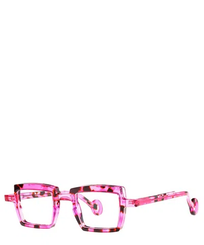 Theo Eyeglasses Vilmos 014 Transparent Shocking Pink+purple Ecail In Crl