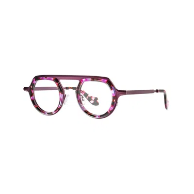 Theo Eyewear Bezel 005 Purple Ecail+lilac Matte5 In Pink