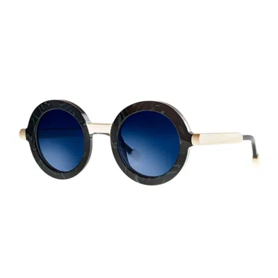 Theo Eyewear Black Popsi Acetate Round Sunglasses