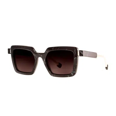 Theo Eyewear Bold Square Acetate Sunglasses With Bicolour Temples In Brown