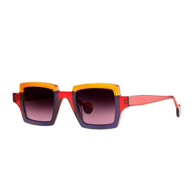 Theo Eyewear Orphisme Square Acetate Sunglasses With Bold Color Play In Blue