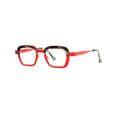 Theo Eyewear Parachute 006 Hot Red Shine + Dark Brown Horn