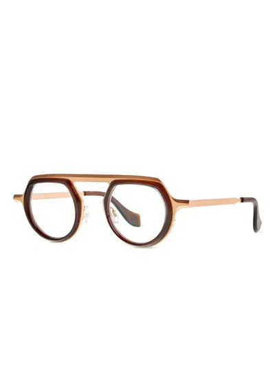 Theo Eyewear Round-frame Glasses In Braun