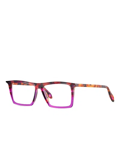 Theo Eyewear Square-frame Glasses In 008 Brown Dalmatian/ Transparent Purple