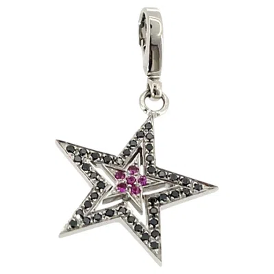 Pre-owned Theo Fennell 18ct White Gold Diamond & Ruby Star Charm Pendant