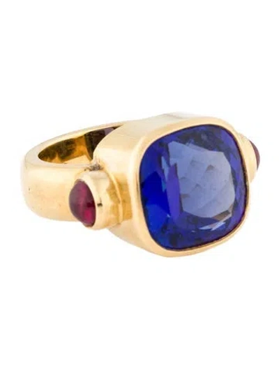 Pre-owned Theo Fennell 18k 9.53ct Tanzanite & Ruby Cocktail Ring In Multi
