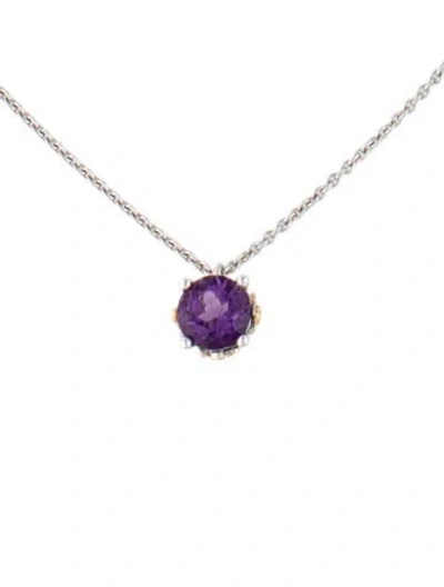 Pre-owned Theo Fennell 18k Amethyst & Diamond Pendant Necklace, 18" In Multi
