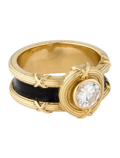 Pre-owned Theo Fennell 18k Diamond & Enamel Band In Multi