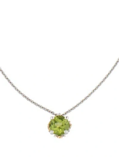 Pre-owned Theo Fennell 18k Peridot & Diamond Pendant Necklace, 18" In Multicolor